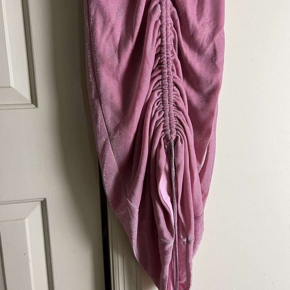 Pink Privacy Please Ruched Drawstring Sylvie Mini Cleavage Dress Small - Picture 7 of 9